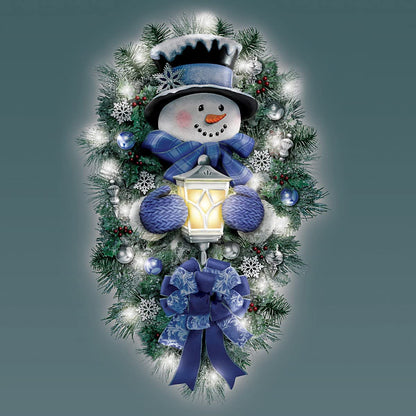 🔥Buy 2 Get Free Shipping🔥🎁"A WARM WINTER WELCOME" SNOWMAN WREATH 🌲Self-adhesive wall paste⛄