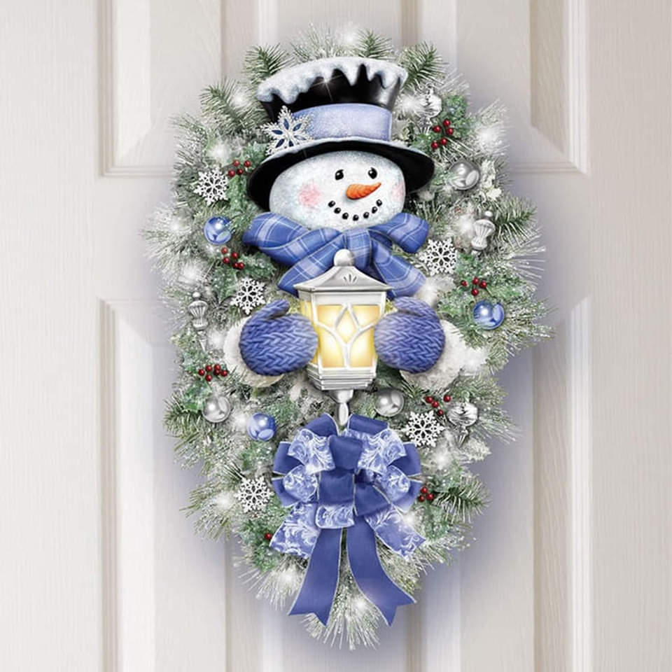 🔥Buy 2 Get Free Shipping🔥🎁"A WARM WINTER WELCOME" SNOWMAN WREATH 🌲Self-adhesive wall paste⛄