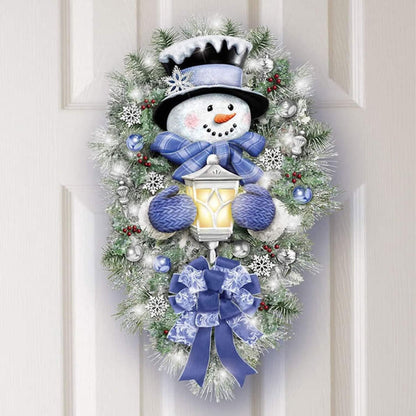🔥Buy 2 Get Free Shipping🔥🎁"A WARM WINTER WELCOME" SNOWMAN WREATH 🌲Self-adhesive wall paste⛄